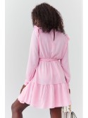 Smooth dress with a stand-up collar, pink 17576 - Online store - Boutique